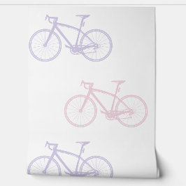 Papel Pintado Lavanda Rubor Bicicleta rosa y blanca cúpula Vinta