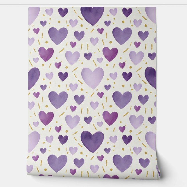 Papel Pintado Lavender Dreams & Gilded Hearts (Desenrollar)