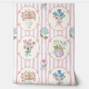 Papel Pintado Lazo de flores rosadas
