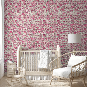 Papel Pintado Lazo Rosa Bonito Patrón de Garabatos Femenino Coqu