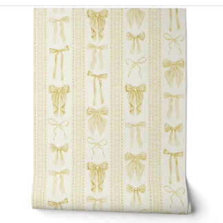 Papel Pintado Lazos amarillos de mantequilla y rayas verticales 