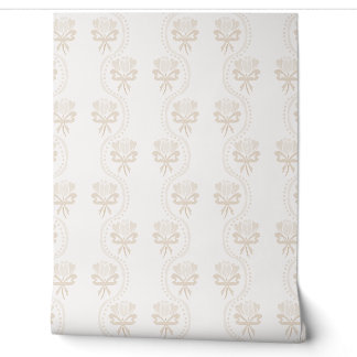 Papel Pintado Lazos de franja floral Cottagecore - beige pastel