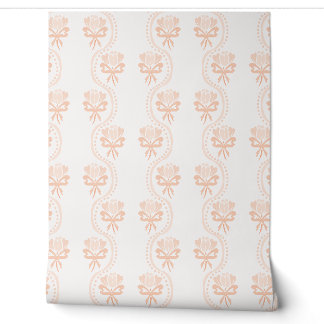 Papel Pintado Lazos de franja floral Cottagecore - Naranja paste
