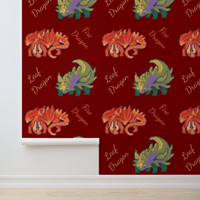 Papel Pintado Leaf Dragon, fire dragon pixel art (Solicitud)