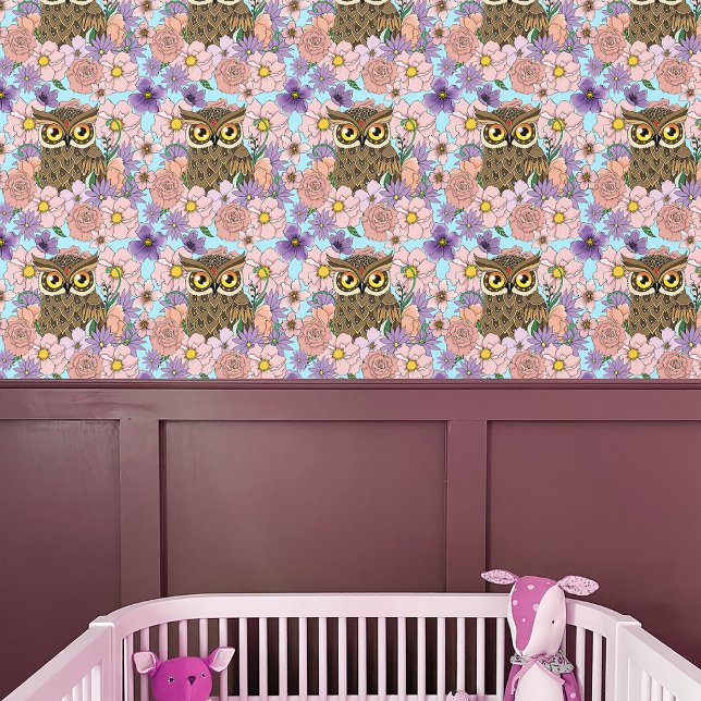 Papel Pintado Lechuza de flores primavera pastoral (Subido por el creador)