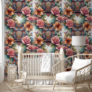Papel Pintado Lechuza encantada y armonía floral