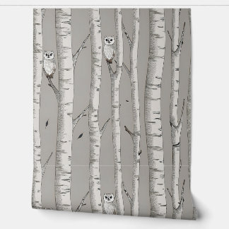 Papel Pintado Lechuzas En Árboles De Aves