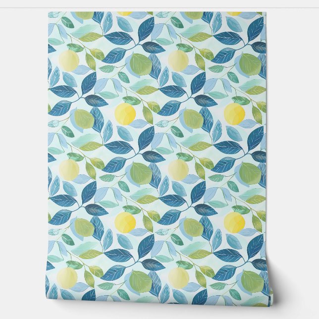 Papel Pintado Lemon Grove Petite - Azul, Verde, Amarillo - Orgán (Desenrollar)