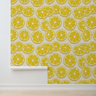 Papel Pintado Lemon Slices Frescas Patrón moderno sin foco