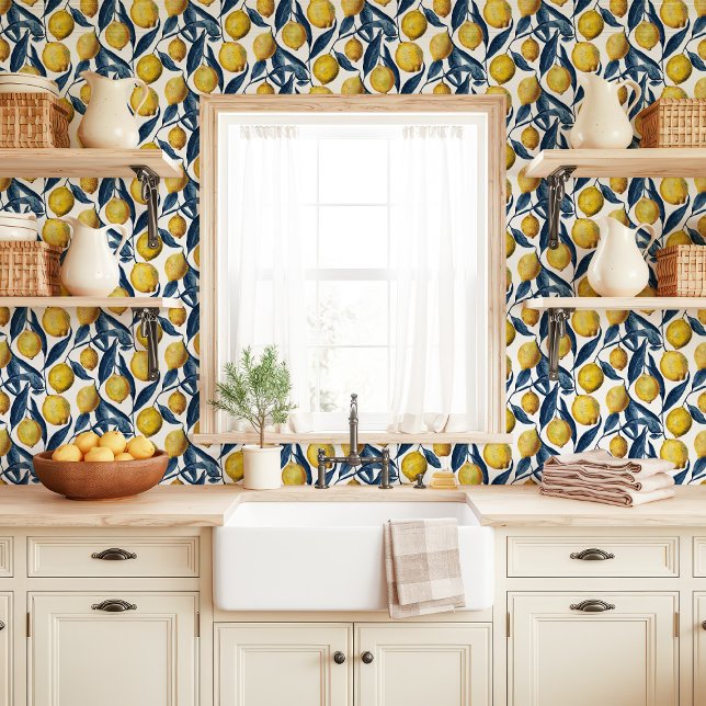Papel Pintado Lemones mediterráneos amarillo y azul (Subido por el creador)