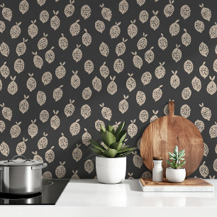 Papel Pintado Lemones Noir: Minimalista negro y beige de Moda