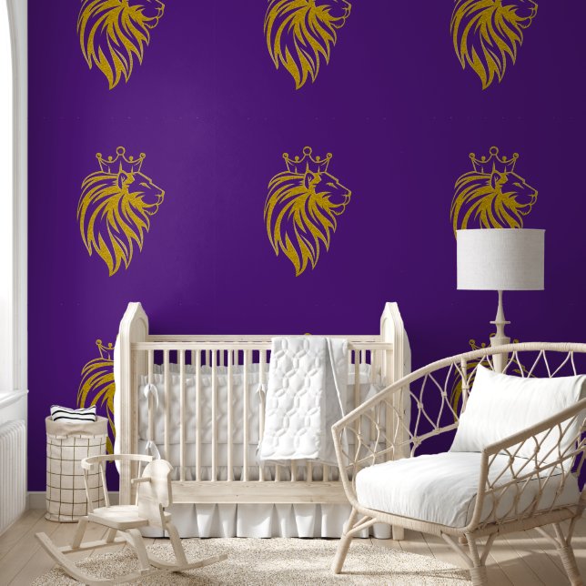 Papel Pintado León con corona - Estilo de oro 2 (Niños)