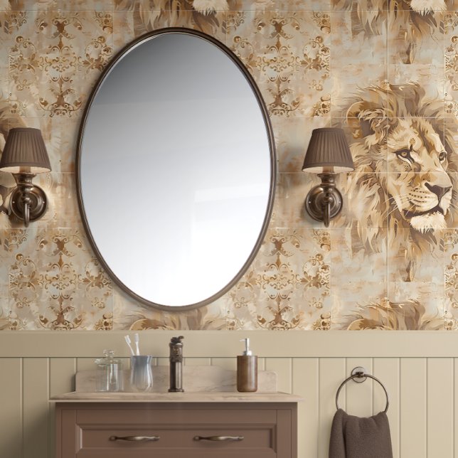 Papel Pintado León Noble - Beige, Oro, Blanco - Tradicional (Regal Majesty Lion Peel and Stick Wallpaper)