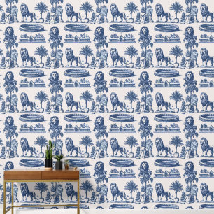 Papel Pintado Leones de tinta azul y Savannah