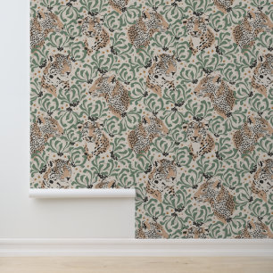 Papel Pintado Leopard Animal Beige Modern