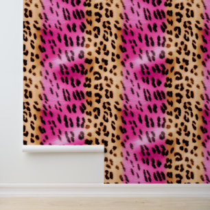 Papel Pintado Leopardo rosa de oro crema