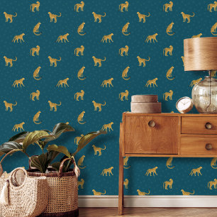 Papel Pintado Leopardo y puntos Verde azulados