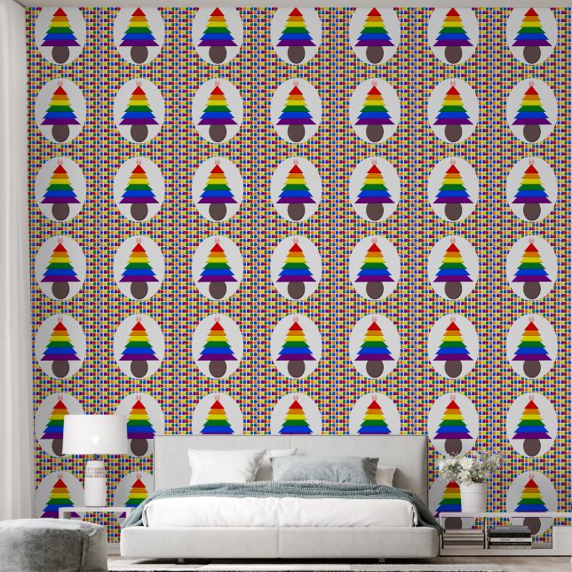 Papel Pintado Lesbianas arcoiris Árbol y regalo de Navidad (Dormitorio)