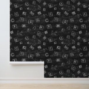 Papel Pintado Letras Blancas De La Escuela Negra En Cuadrados