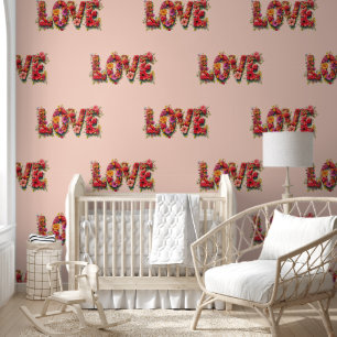 Papel Pintado Letras de amor floral - Patrón sin foco 9