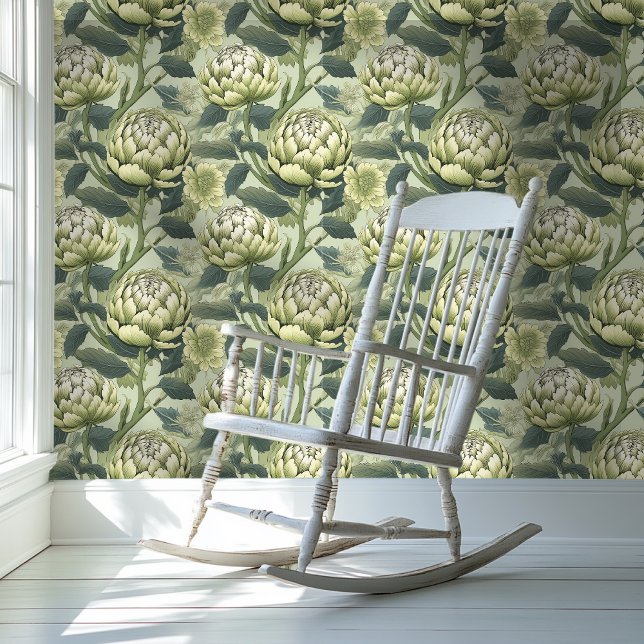 Papel Pintado Libro de fondo de estilo "Green Artichoke Chinoise (Subido por el creador)