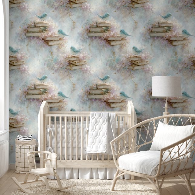 Papel Pintado Libros de época y Bluebirds (Niños)