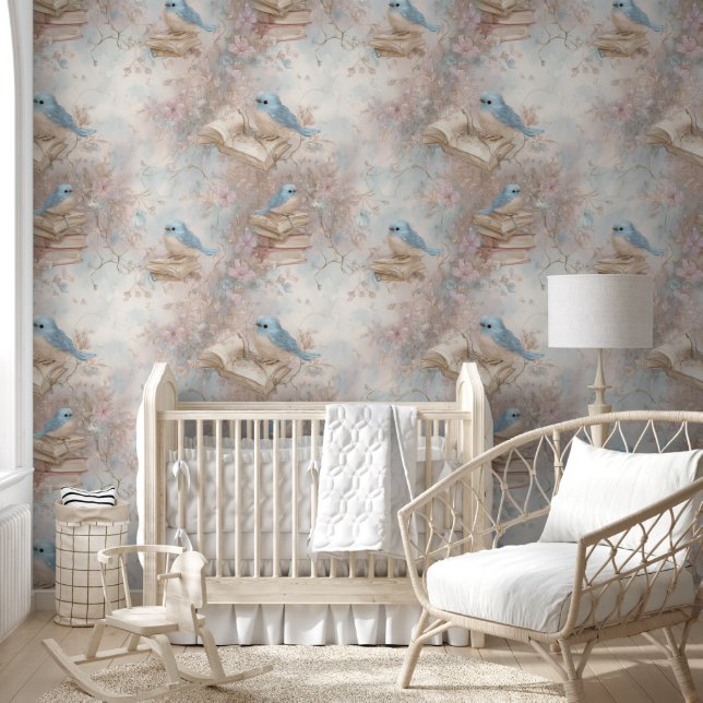 Papel Pintado Libros de época y Bluebirds (Niños)