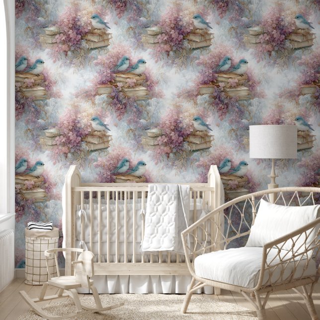 Papel Pintado Libros de época y Bluebirds (Niños)