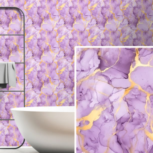Papel Pintado Ligero Mid Mauve Purple Gold Marcado