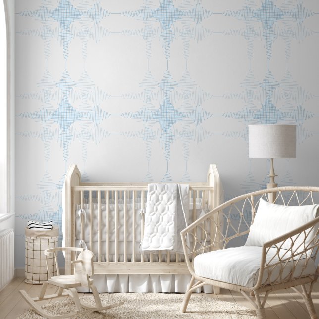 Papel Pintado Light Blue Boy Room Sound Wave Minimal Style (Niños)