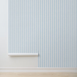 Papel Pintado Light Blue Vertical Stripes Linen Look Coastal
