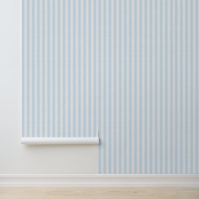 Papel Pintado Light Blue Vertical Stripes Linen Look Coastal (Solicitud)