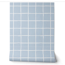 Light Blue White Grid Checkered Scandi Minimalist