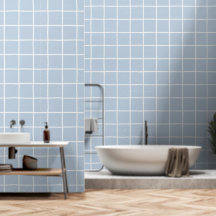 Light Blue White Grid Checkered Scandi Minimalist