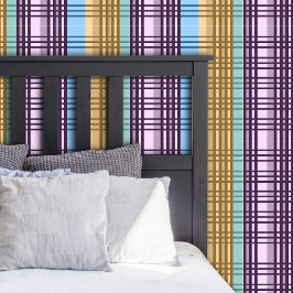 Papel Pintado Lila Azul Amarillo Verde Cuadro Patrón Elegante