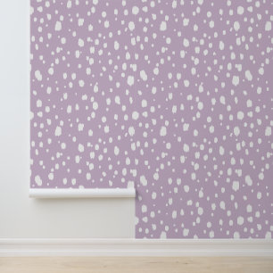 Papel Pintado Lila Púrpura y Blanco Puntos Abstractos