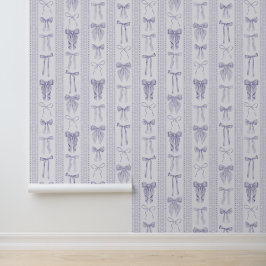 Papel Pintado Lilac Bows with Lace Vertical Stripes