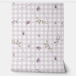 Papel Pintado Lilac gingham floral