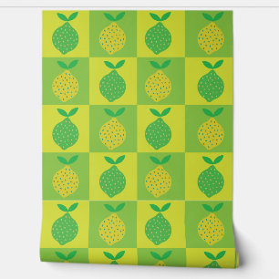 Papel Pintado Lima Verde y Limón Amarillo a Cuadros
