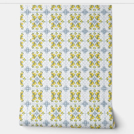 Papel Pintado Limón de País Francés con Acuarela Azul