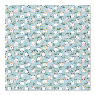 Papel Pintado Lindo patrón de gatito kawaii azul azur