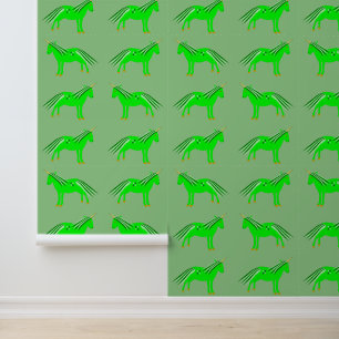 Papel Pintado Lindo patrón de unicornio irlandés verde y dorado