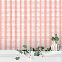 Papel Pintado Lindo Rosa Pastel Crema Cuadro a Cuadros Raya