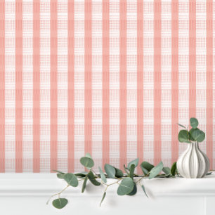 Papel Pintado Lindo Rosa Pastel Crema Cuadro a Cuadros Raya