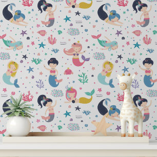 Papel Pintado Lindo y colorido patrón de niños de Chicas moderno