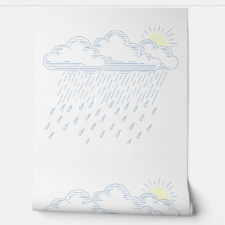 Papel Pintado Line Art Illustration of Rain and Sunshine