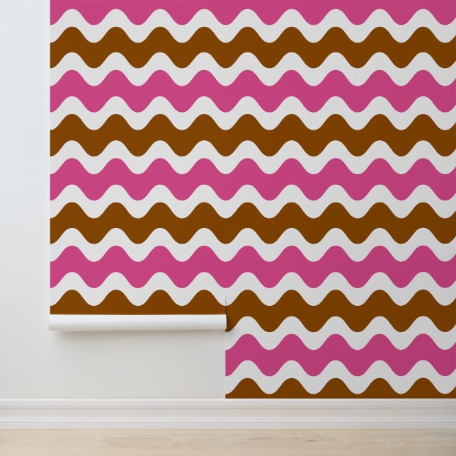Papel Pintado Línea Ondulada Groovy Ric Rac Horizontal Rosa Cali (Solicitud)