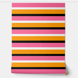 Papel Pintado Líneas horizontales de bandas Naranjas rosadas