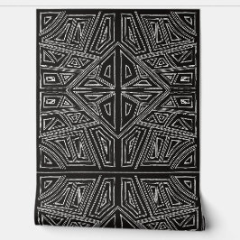 Papel Pintado Líneas Negritas - Baldosa Simétrica - Blanco y Neg