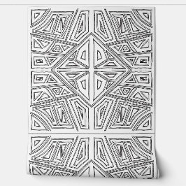 Papel Pintado Líneas Negritas - Baldosa Simétrica - Blanco y Neg